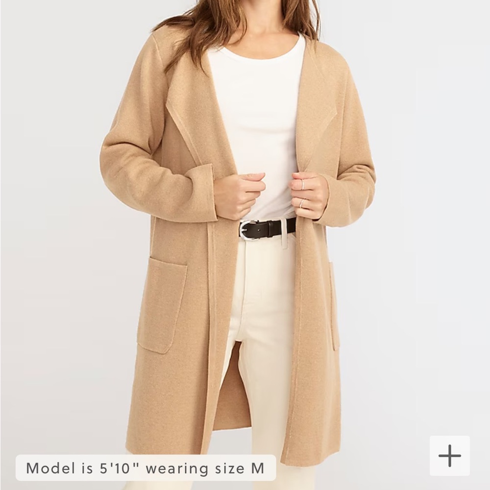 J Crew Juliette collarless sweater-blazer, Beige, Small